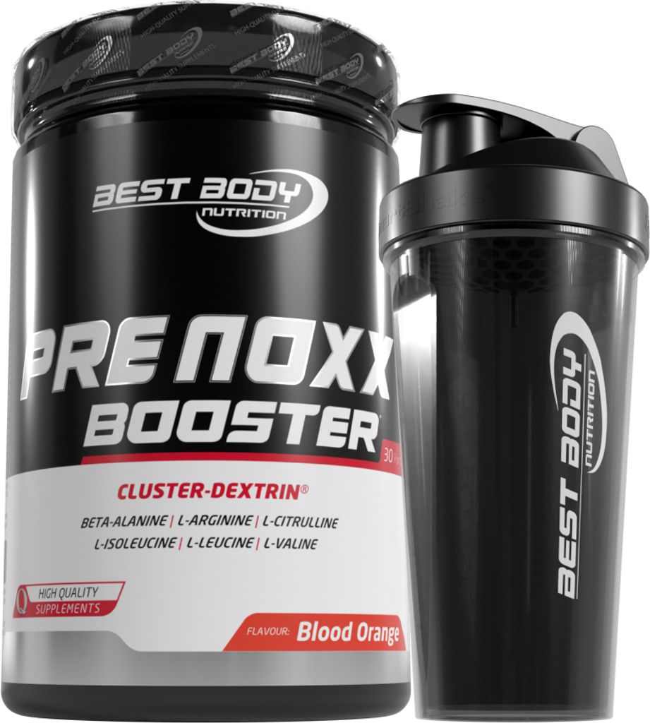 Best Body Nutrition - Professional Pre Noxx Booster - Blood Orange - 600 g Dose + Shaker (schwarz)