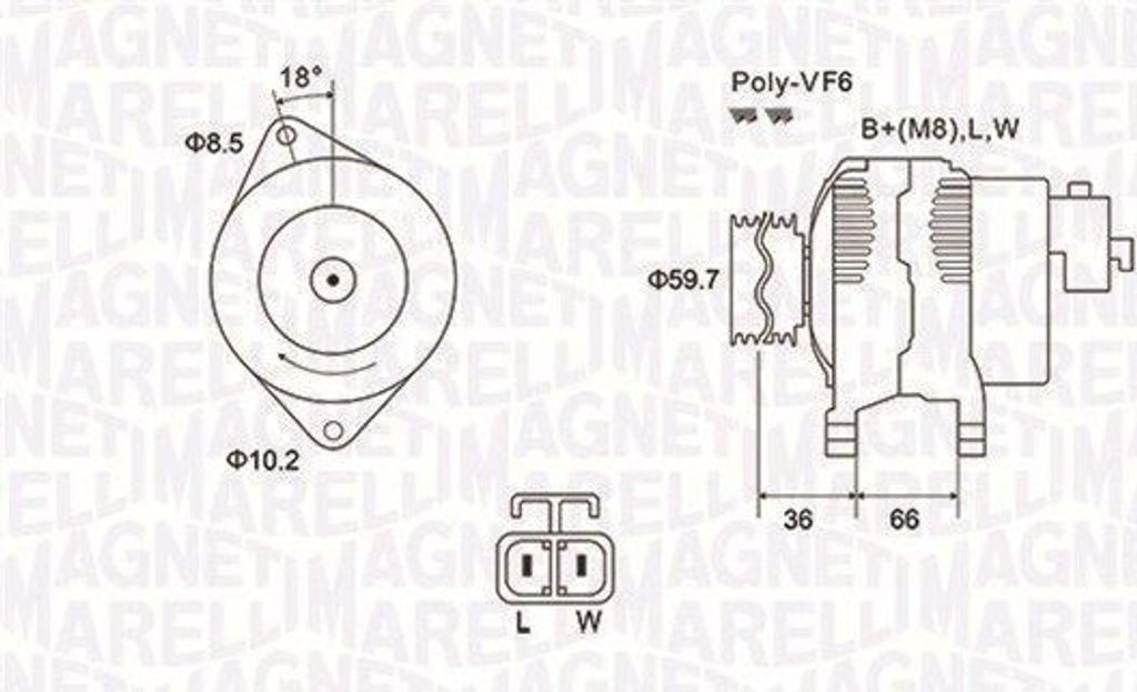 MAGNETI MARELLI 063731901010 Lichtmaschine Generator LiMa 100A 12V für OPEL Corsa C Schrägheck (X01) Meriva A (X03) COMBO Kasten/Kombi COMBO Tour