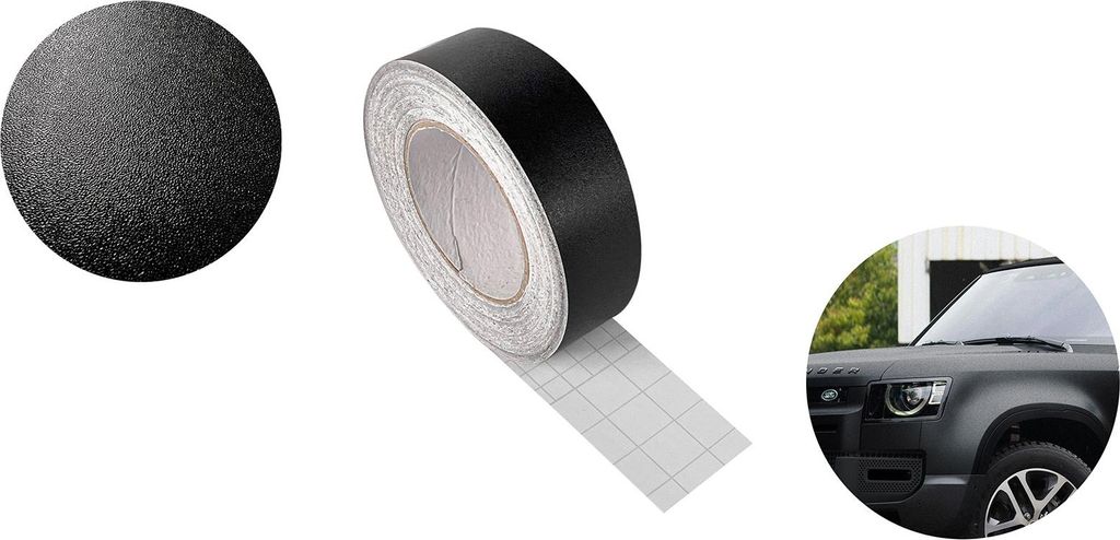 Autofolie Matt 5x500 cm - Strukturfolie Schwarz Matt - Klebefolie Auto mit Luftkanal-Kleber und UV-Schutz - Selbstklebend Folie für Innen und Auß...