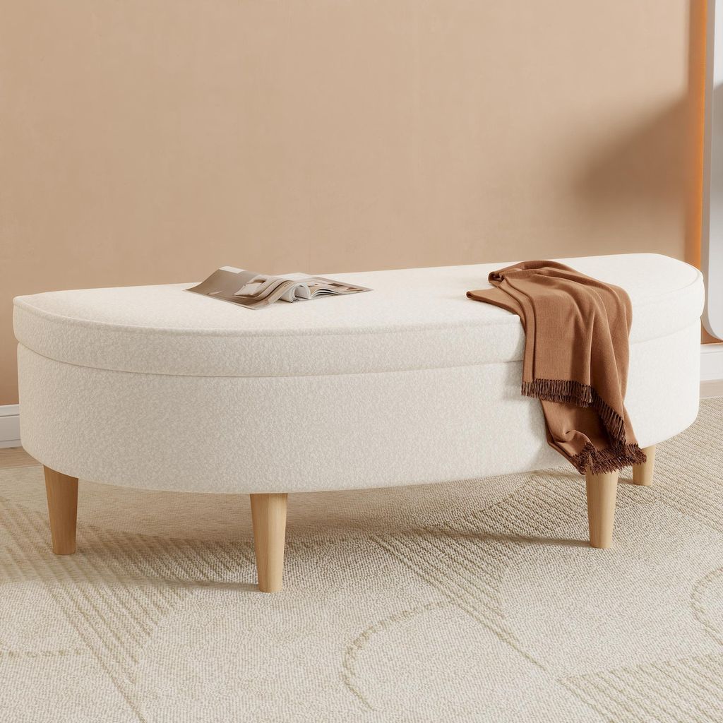 Sweiko Polsterbänke, Bettbänke, Betthocker, halbkreisförmige Hockerfläche, geformt, Bänke für das Schlafzimmer, Klavierbänke, Esszimmerbänk...
