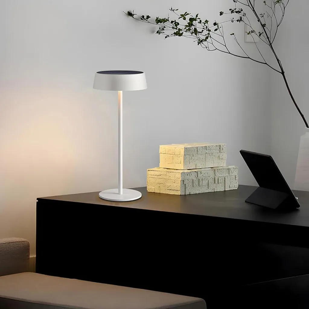 Lampada Solare Metallo Bianco per Giardino Terrazza Senza Fili - 8