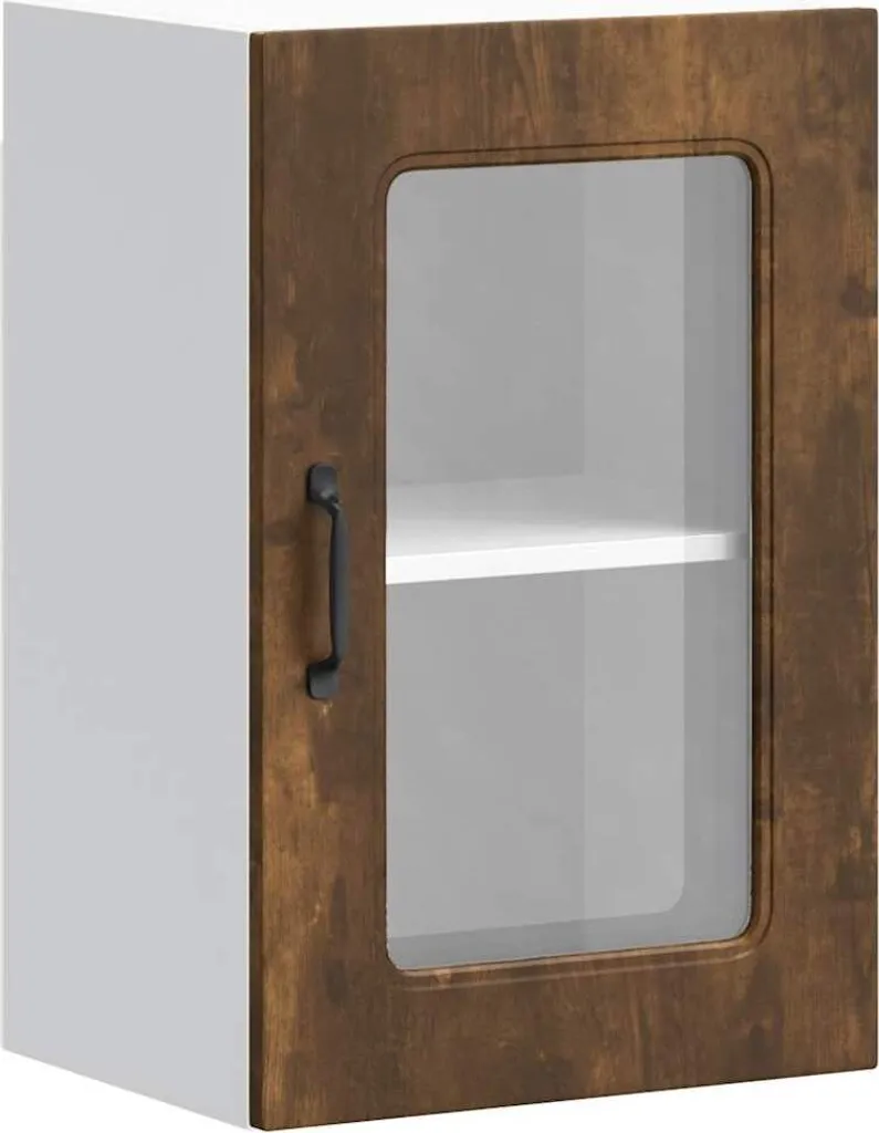 Pensile Cucina Anta in Vetro Kalmar Rovere Fumé | Arredo Vetrinetta Robusta