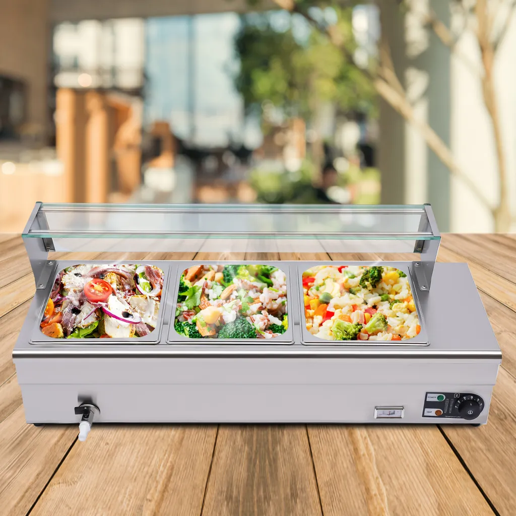 Chauffe-buffet Électrique Professionnel - Chafing Dish Inox avec Vitre