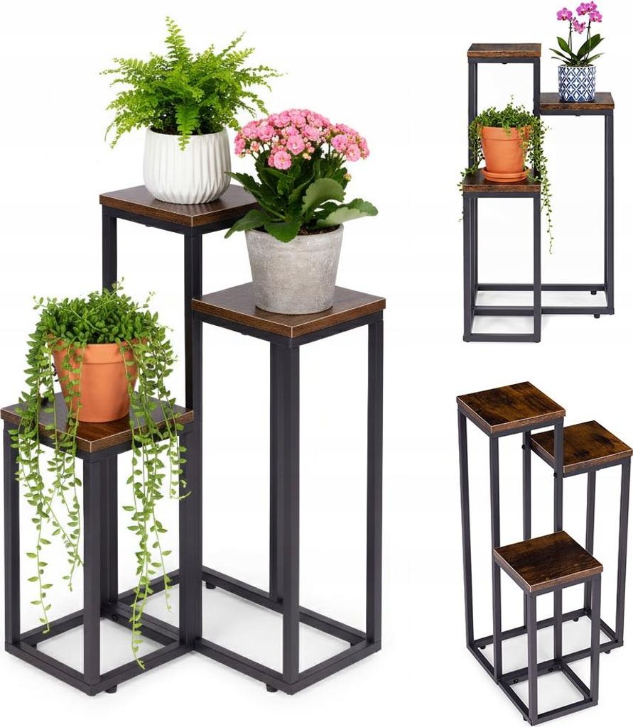 Stehendes Blumenbeet, Blumenständer, Dekoration, 3 Regale, Loft