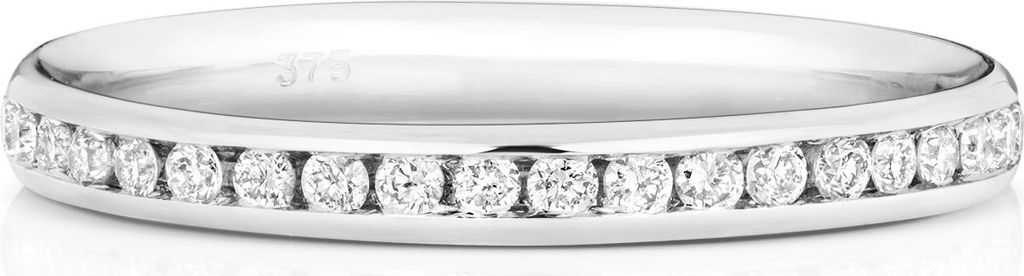 9 Karat (375) Weißgold Eternity Damen - Diamant Trauring/Ehering/Hochzeitsring Brillant-Schliff 0.39 Karat GH - SI3-I1, 49 (15.6); TRS187729KWRSJ