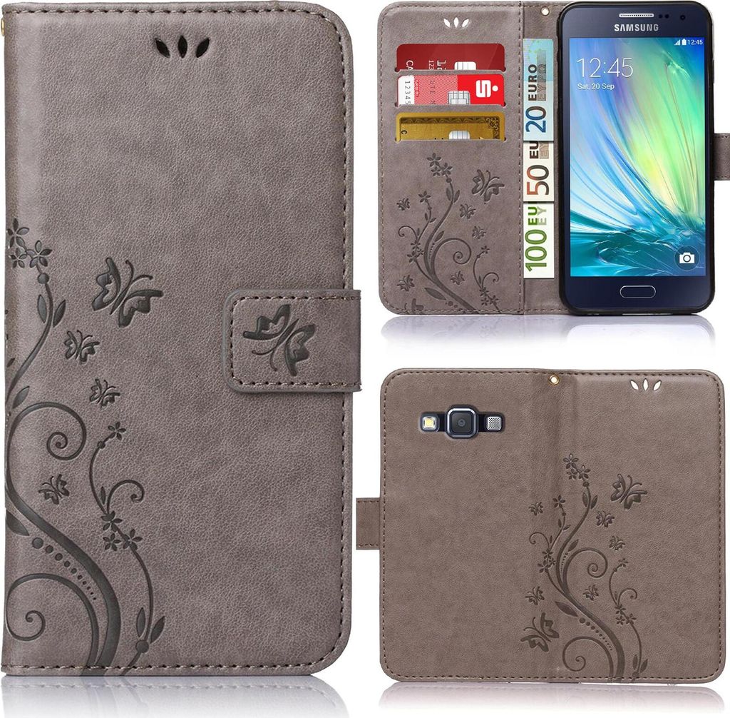 Samsung Galaxy A5 SM-A500F Bookstyle Flower Look Grau