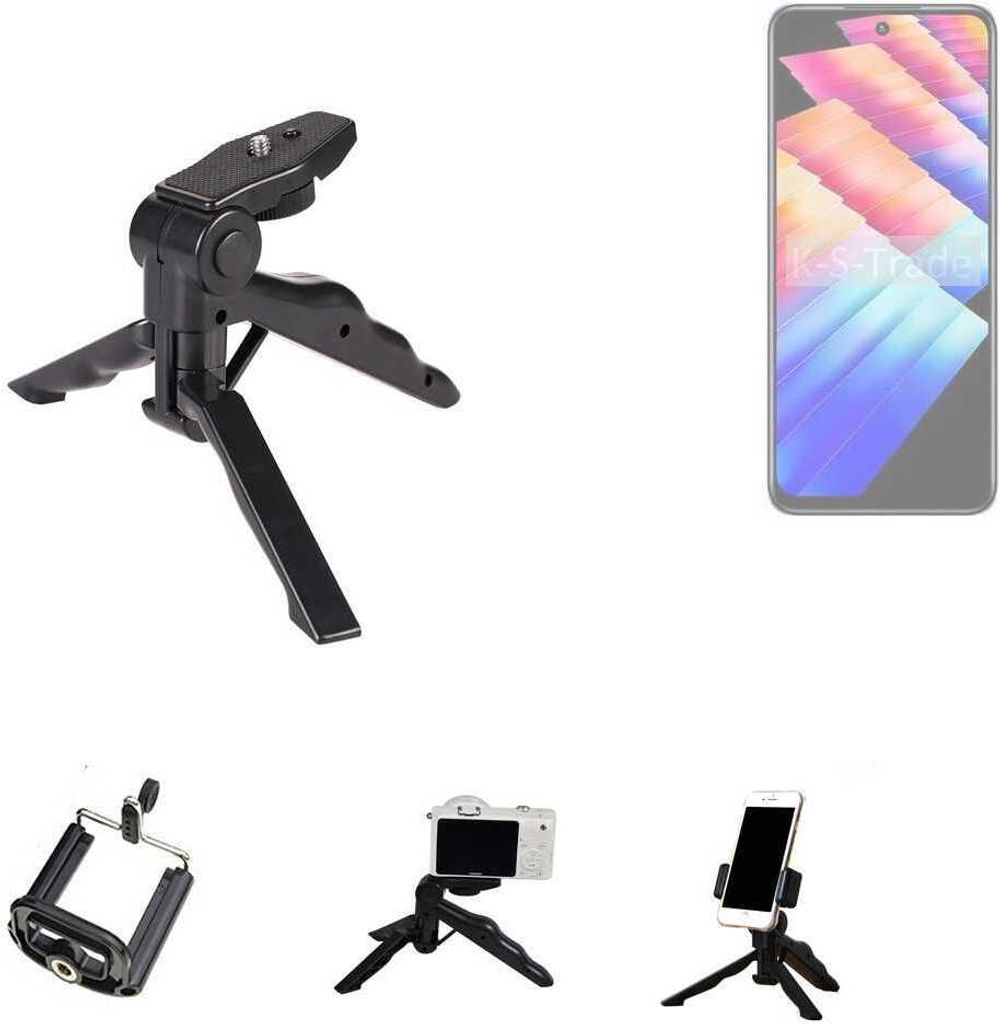 K-S-Trade Stativ Tisch-Ständer Dreibein Handy-Stativ Ständer kompatibel mit Infinix Note 30 Play Mini-Stativ Smartphone Tripod Handy-Stativ aus