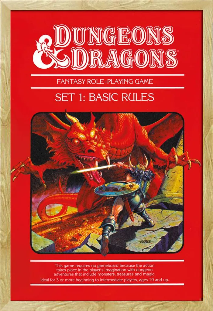 Affiche encadrée Dungeons & Dragons Basic Rules format Maxi cadre hêtre