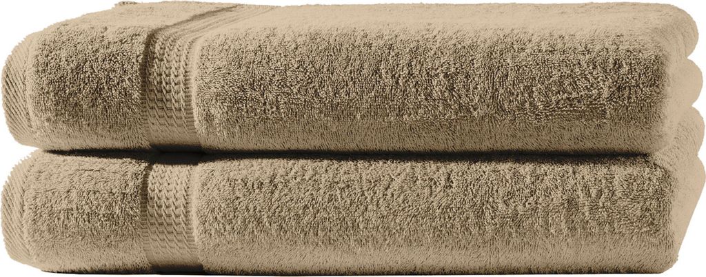 2 Handtücher beige 50x100 cm Set Baumwolle Handtuch Frottee flauschig weich