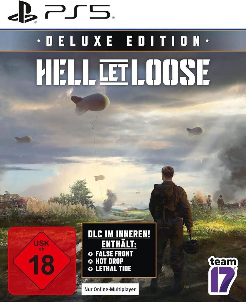 A video game cover art depicting a soldier looking out over a battlefield with airships in the sky.