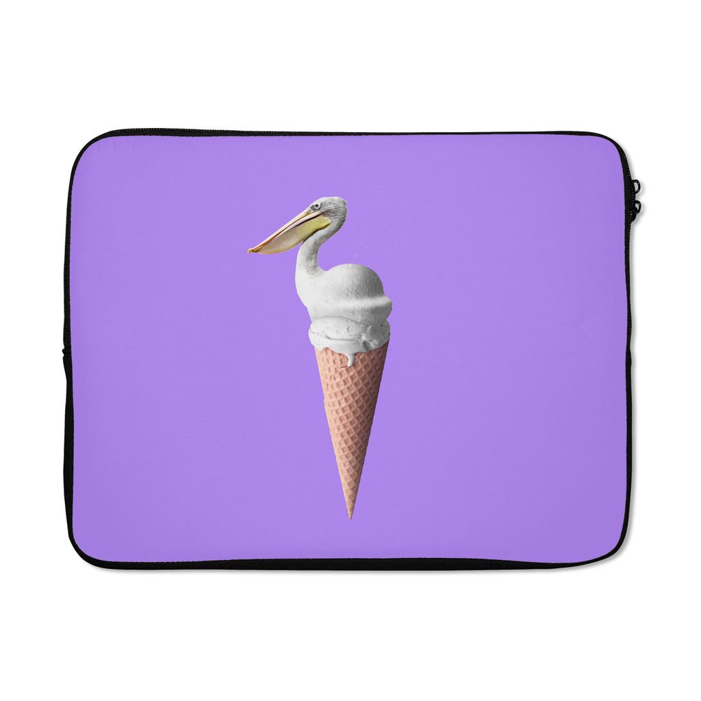 MuchoWow Laptop Hülle 17 Zoll Laptoptasche Eis - Vogel - Pelikan - Weiß - Eiswaffel - Zipper - Schutzabdeckung