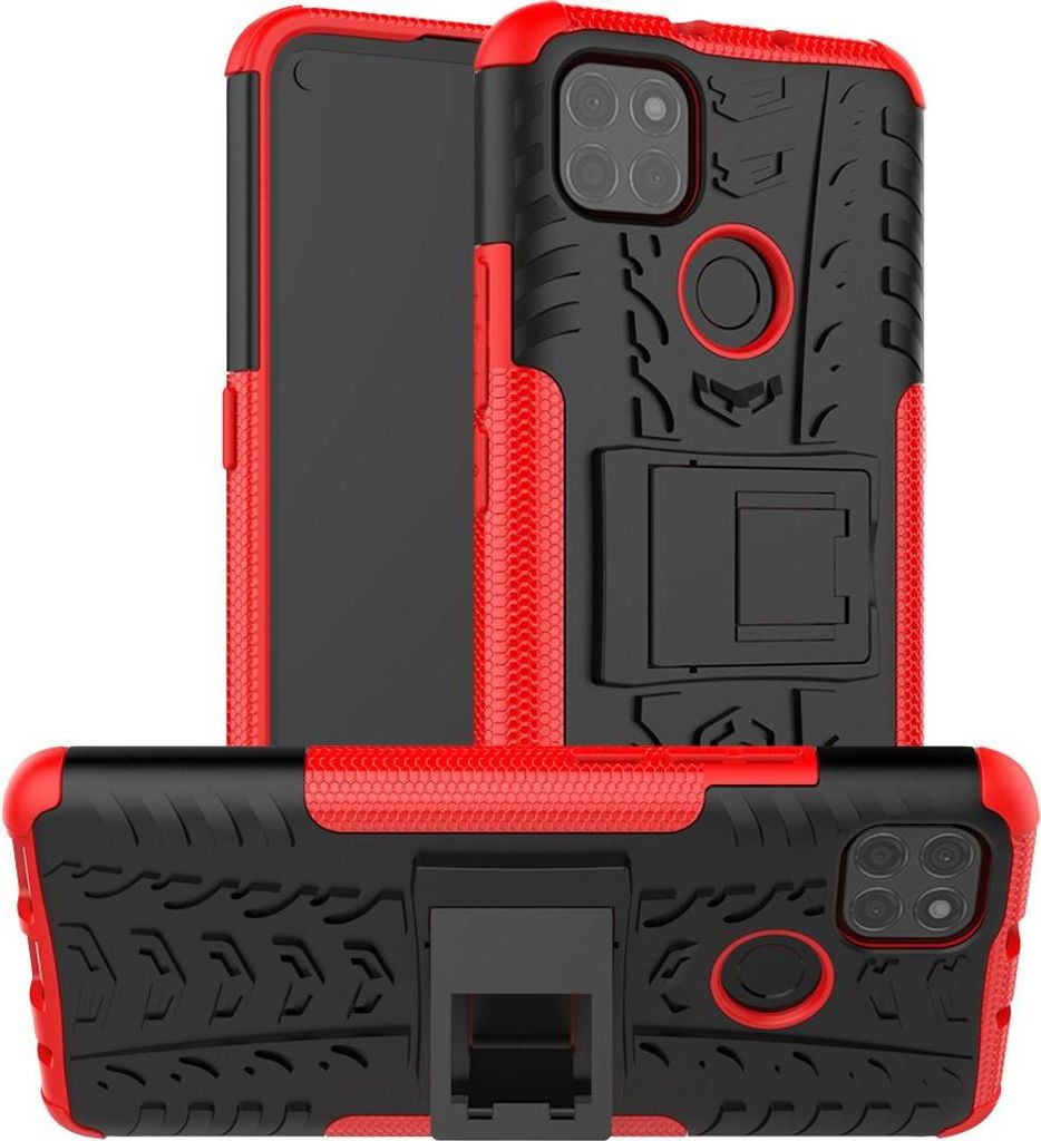 Motorola Moto G9 Power Hülle - Coverup Panzer Back Cover mit Ständer - Rot