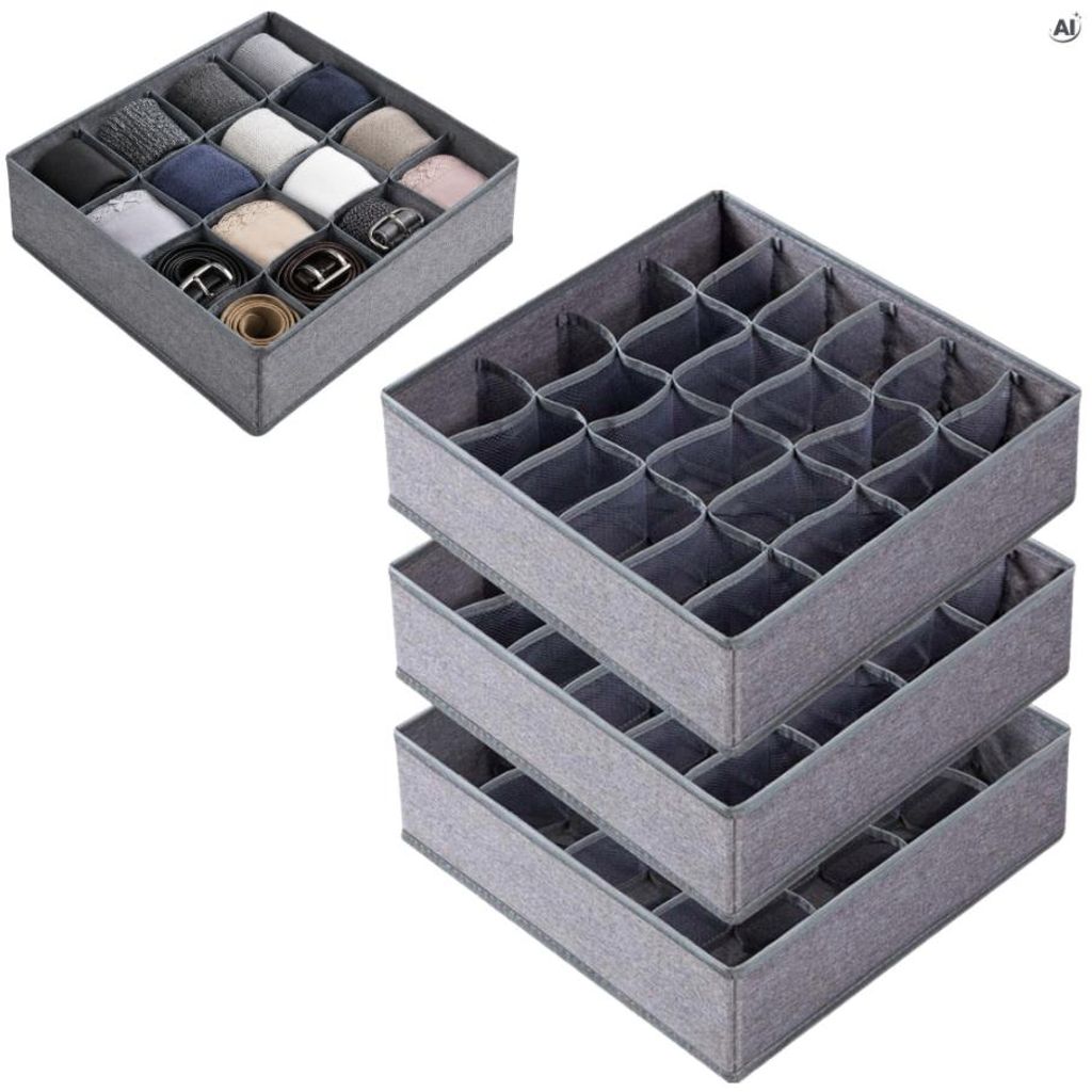 Schubladen Organizer 3er Set – Aufbewahrungsboxen für Socken & Unterwäsche – Kleiderschrank Organize