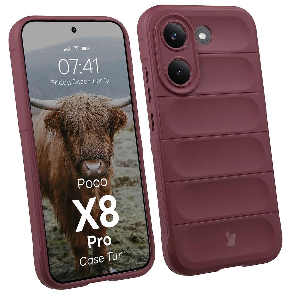 Robuste Handyhülle für Xiaomi POCO X8 Pro, Bizon Case Tur, Burgunderrot