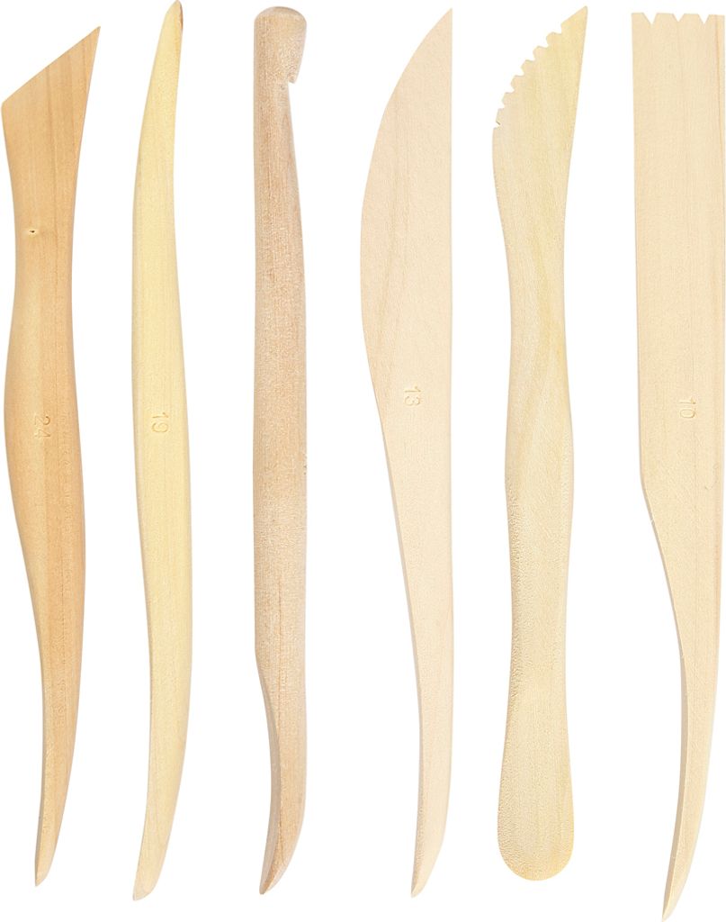 Creativ Company Modellierwerkzeug-Set Holz 6-teilig für Ton und Basteln