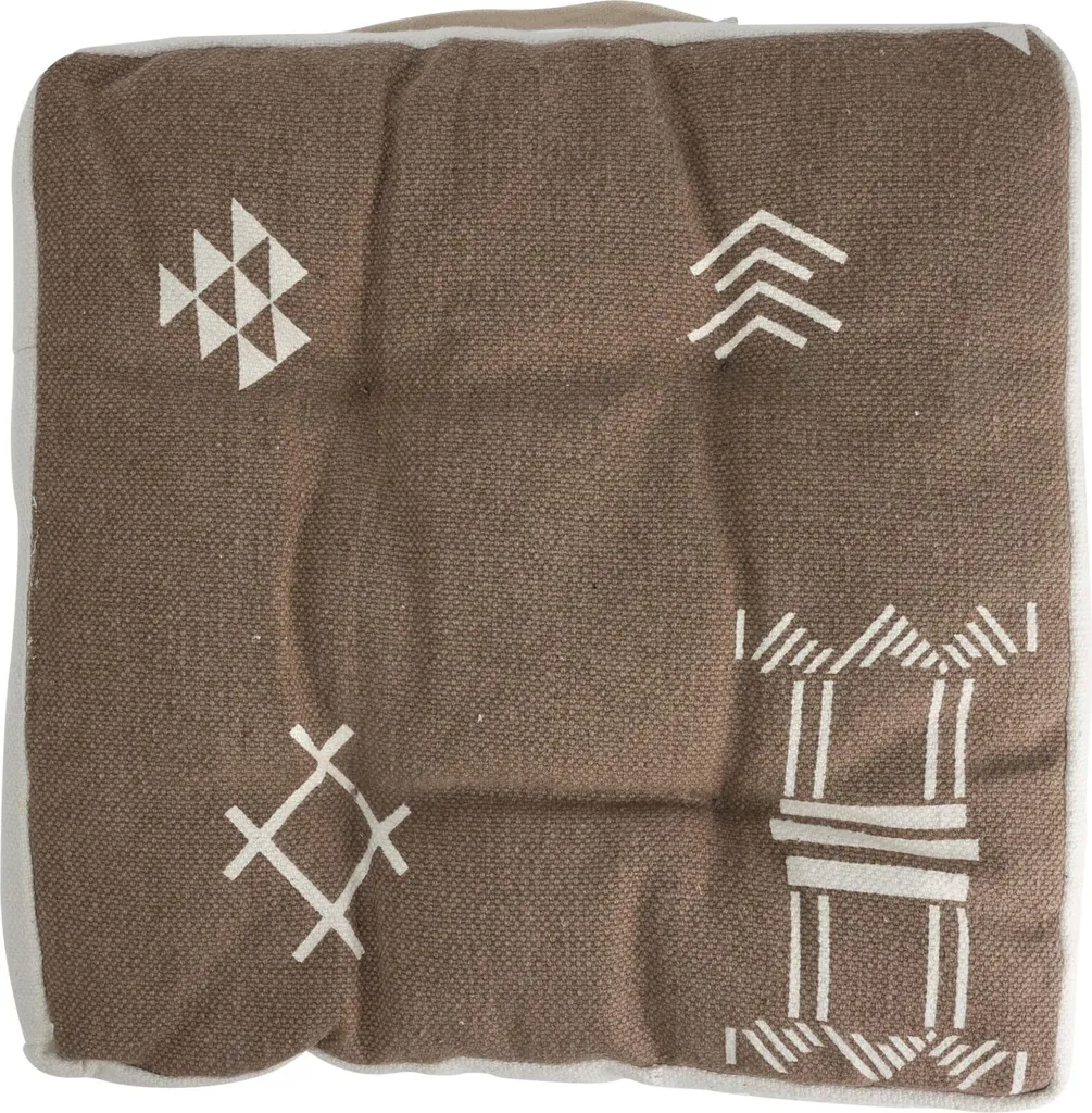 Coussin d'assise 40x40x6 cm avec housse coton et motif ethnique chic