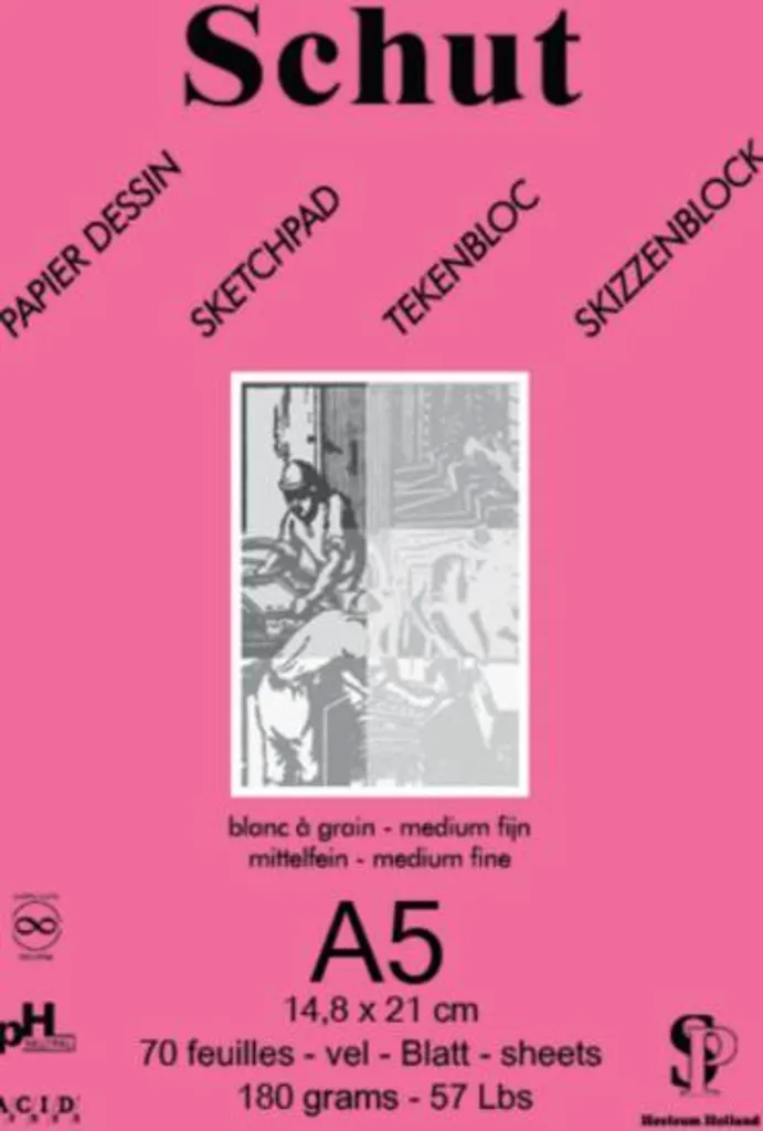 Papier croquis 180g Schut A5 bloc de 70 feuilles à grain fin artistique