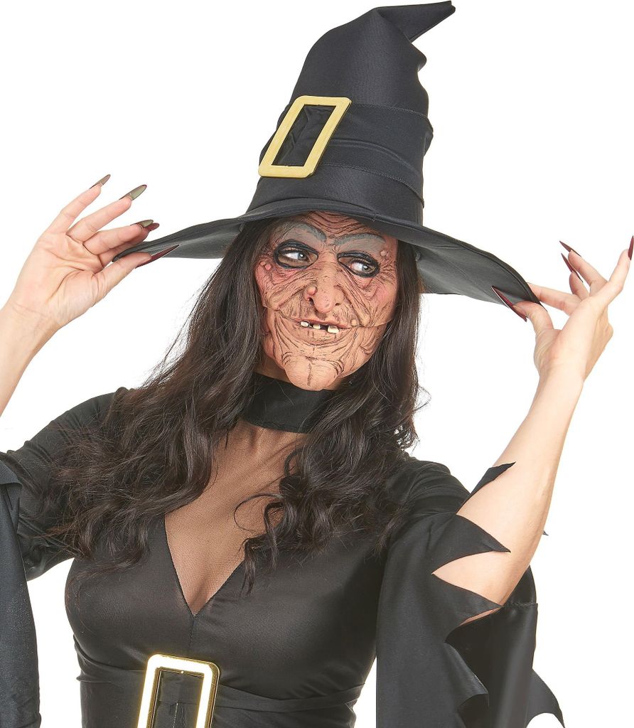 Halloween demi-masque de sorcière avec des plis couleur Image du produit 