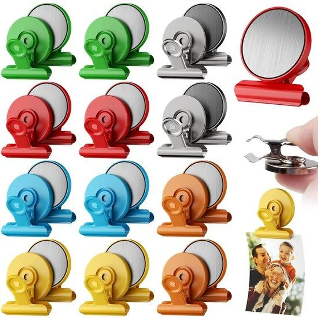 Aimants Blancs avec Clip Métallique : Pack de 12 Pièces Ultra Fortes