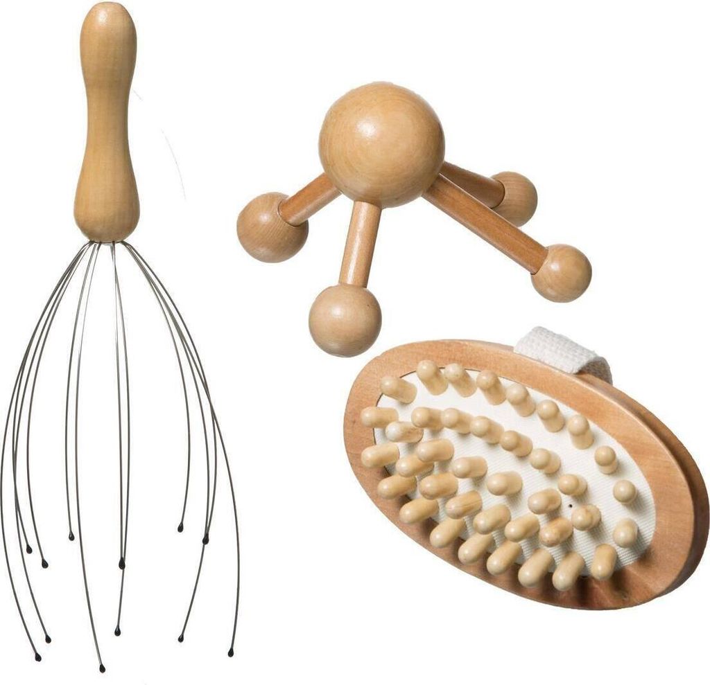 5 Five Simply Smart Massage-Set 3-tlg., Kopfmassage, Rückenmassage, Holz, 174600