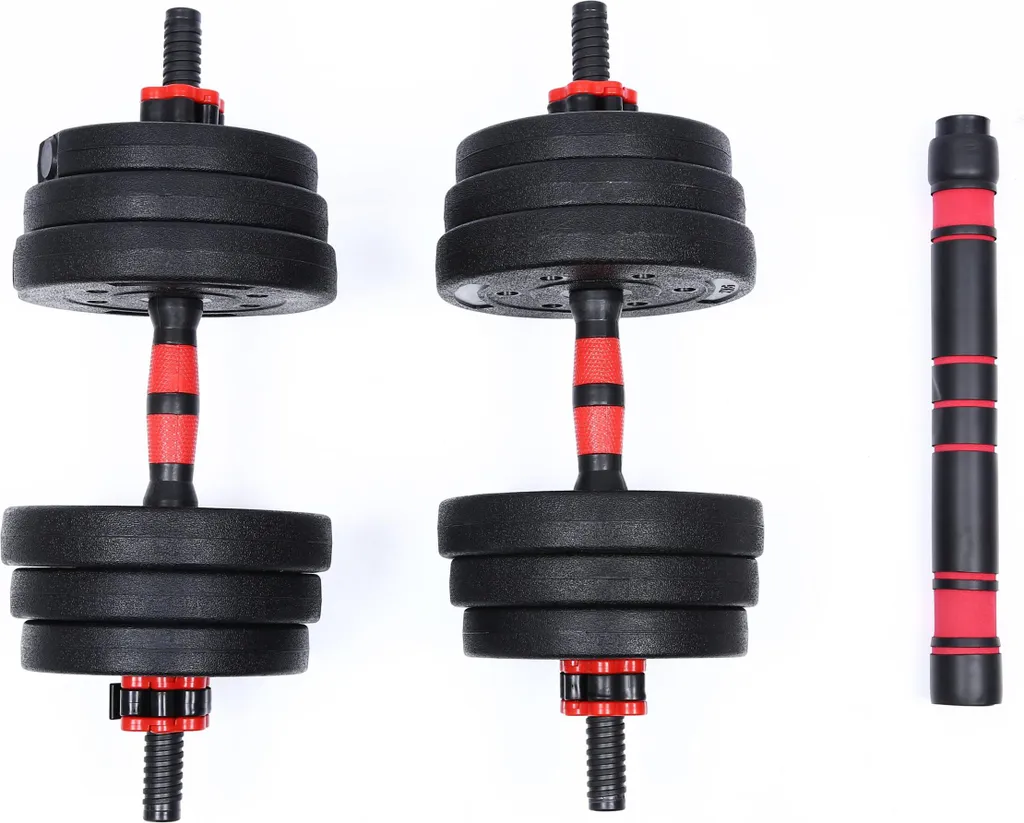 Kit de 2 haltères 10 kg en bitume noir pour entraînement de force complet