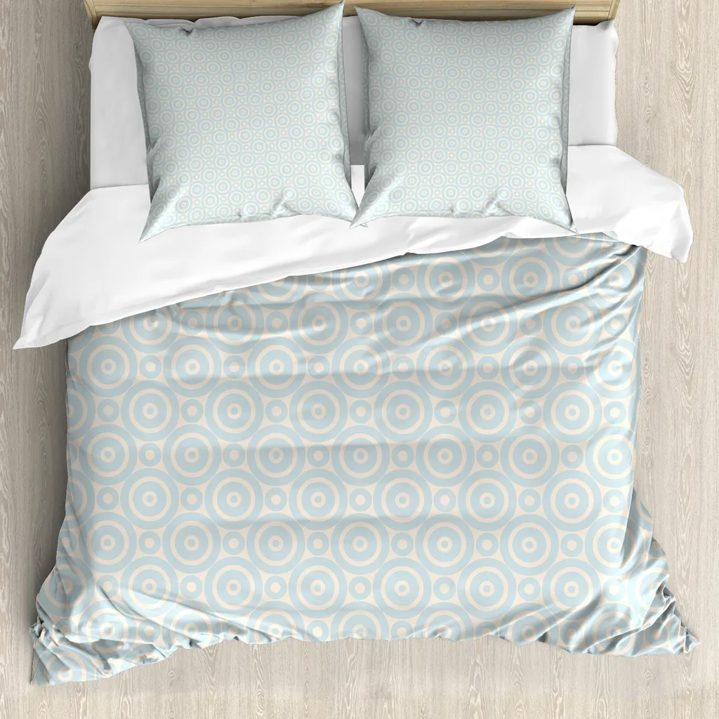 Set Copripiumino Matrimoniale ABAKUHAUS Retrò Antiacaro Azzurro Crema
