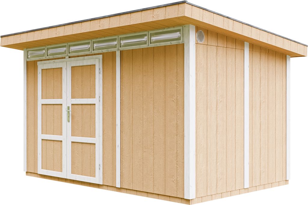 Gartenhaus 8,7m² mit Boden und Bitumenfliesen - Geräteschuppen B412xL279xH239 cm - Gartenhütte TIMBELA M904A - HARVEST HONEY