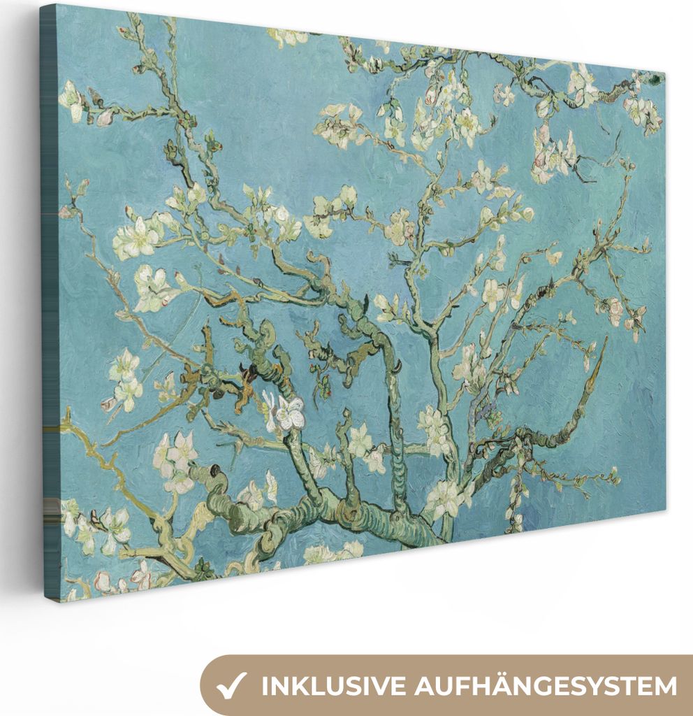 Leinwand Bilder 120x80 cm - Blumen - Van Gogh - Mandelblüte - Kunst - Vintage, Bilder, Deko, Wanddeko, Leinwand Bilder