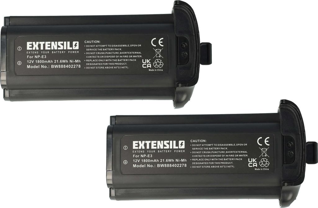 EXTENSILO 2x Akku kompatibel mit Canon EOS 1Ds Mark II, 1D Mark II N, 1D, 1D Mark II, 1Ds Kamera (1800 mAh, 12 V, NiMH)
