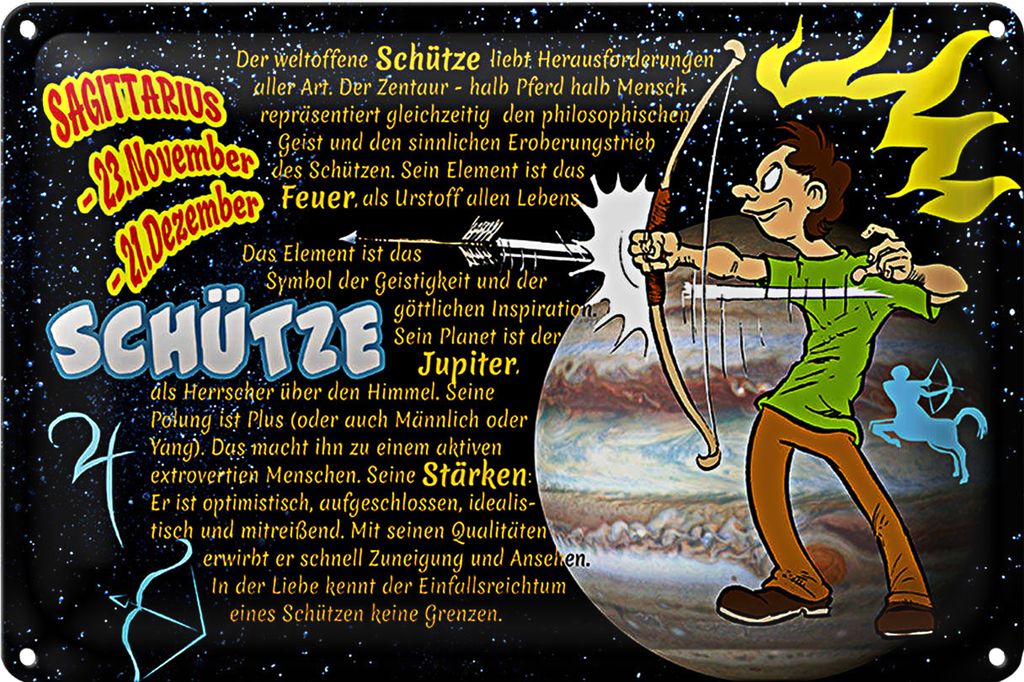 Blechschild Sternzeichen 30x20cm Schütze Planet Jupiter