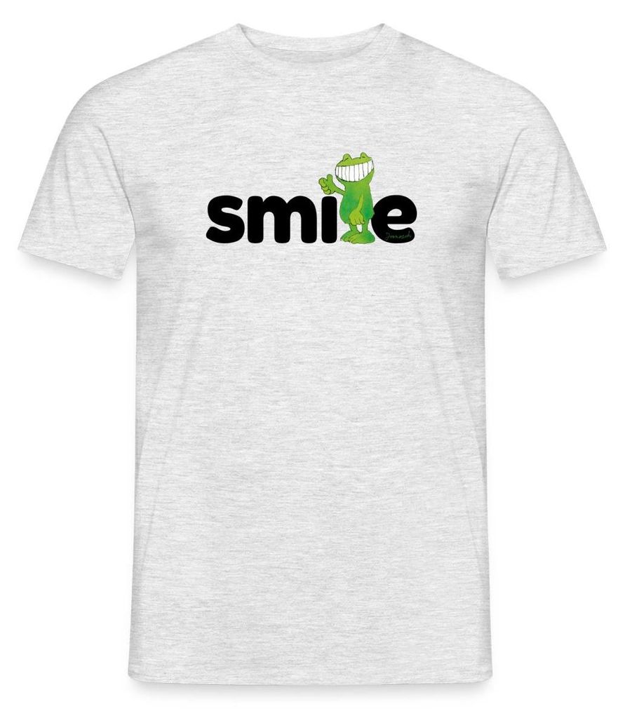 Spreadshirt Janosch Günter Kastenfrosch Smile Design Männer T-Shirt, XXL, Grau meliert