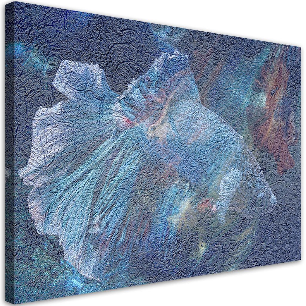 Leinwandbild Blaue Blumenabstraktion 100x70 Feeby Blau bild für die wand bereit zum aufhängen