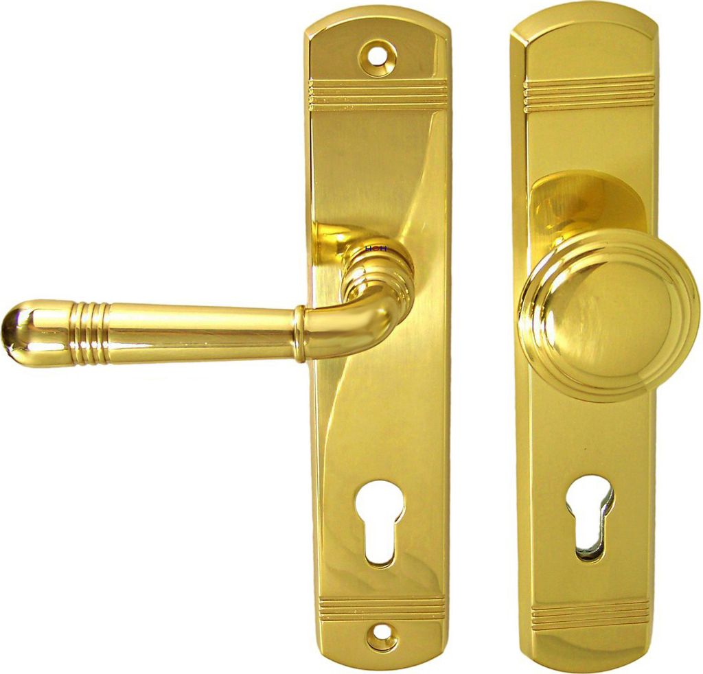 Massiv Messing Schutzbeschlag Helena Prime LS Messing poliert WE 72 Knauf Türdrücker