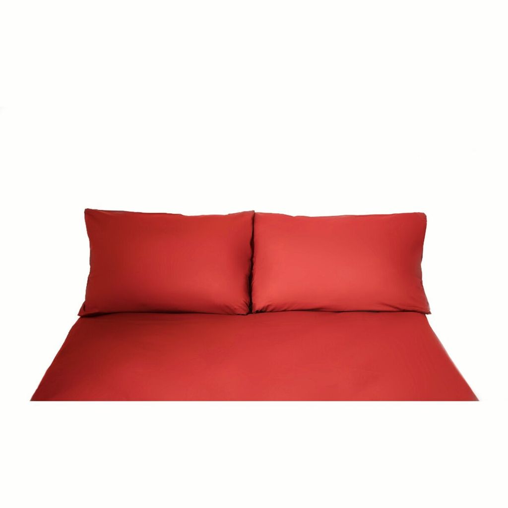 Einfarbige Bettwäschen-Sets für Einzel- und Doppelbetten, 100% Baumwolle Rot 240x220 cm