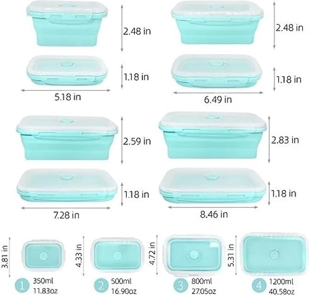 Set Contenitori Silicone BJ 4 Pezzi - Meal Prep e Dieta Salvaspazio - 2
