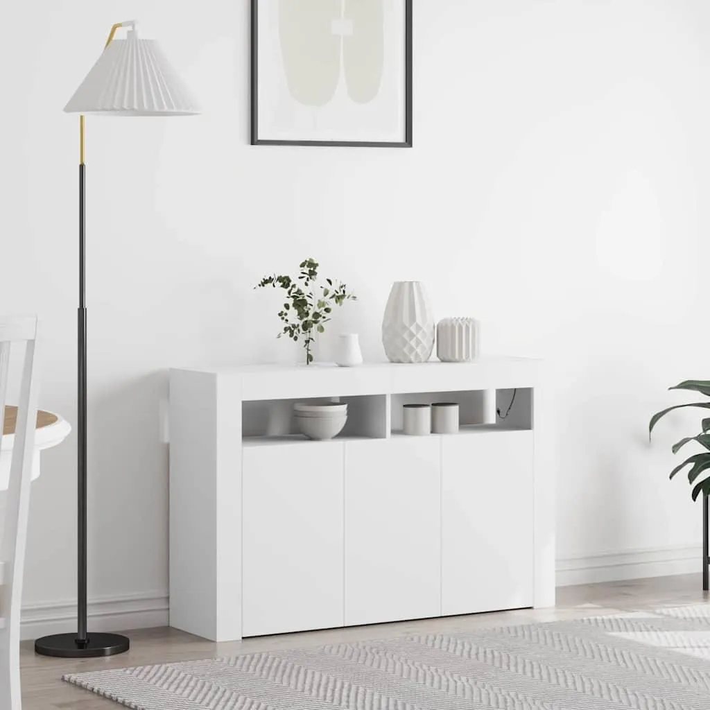 Buffet d'Entrée Blanc 116 cm - Meuble de Rangement étroit pour Couloir