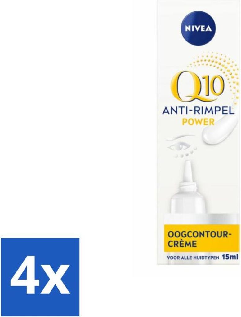 NIVEA - Augencreme - Q10 POWER - Gegen Augenringe & Fältchen - Für jeden Hauttyp - Mit Q10 & Kreatin - 15 ml - Vorteilspack - 4 Stücke