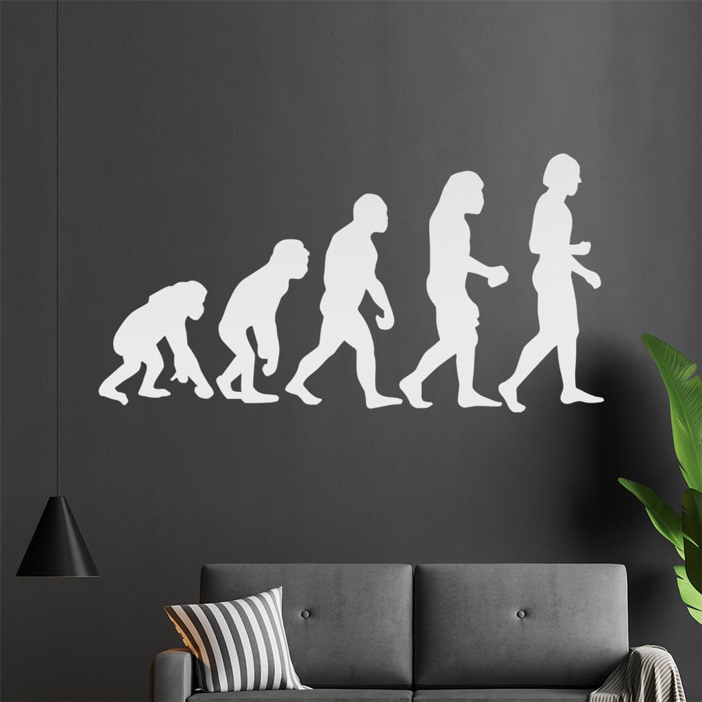 KIWISTAR Evolution Charles Darwin Wandtattoo in 6 Größen - Wandaufkleber Wall Sticker - Dekoration, Küche, Wohnzimmer, Schlafzimmer, Badezimmer