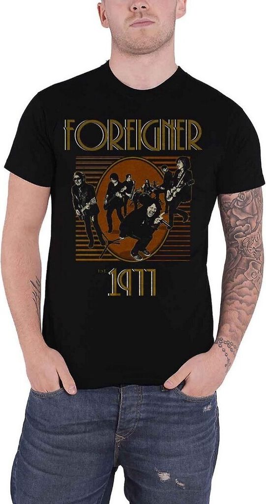 Foreigner - "Est. 1977" T-Shirt für Herren/Damen Uni RO5309 (XL) (Schwarz)