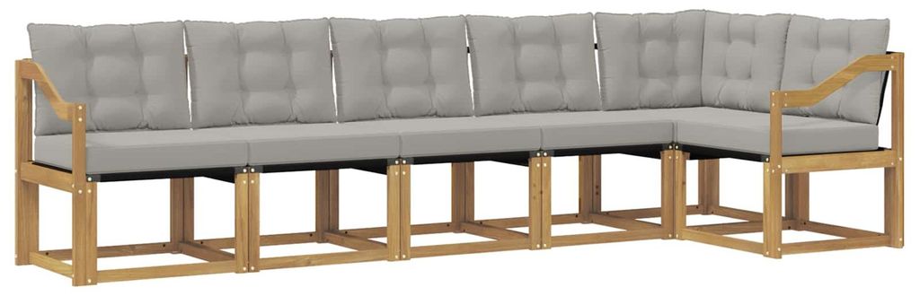 vidaXL Outdoor-Sofagarnitur mit Kissen 6 pcs Weiß und Hellgrau