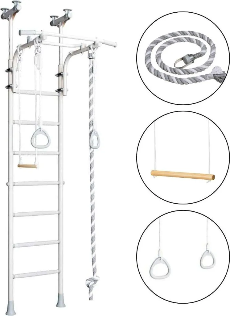Mur d'escalade intérieur et espalier enfant Wallbarz Family 4D Blanc