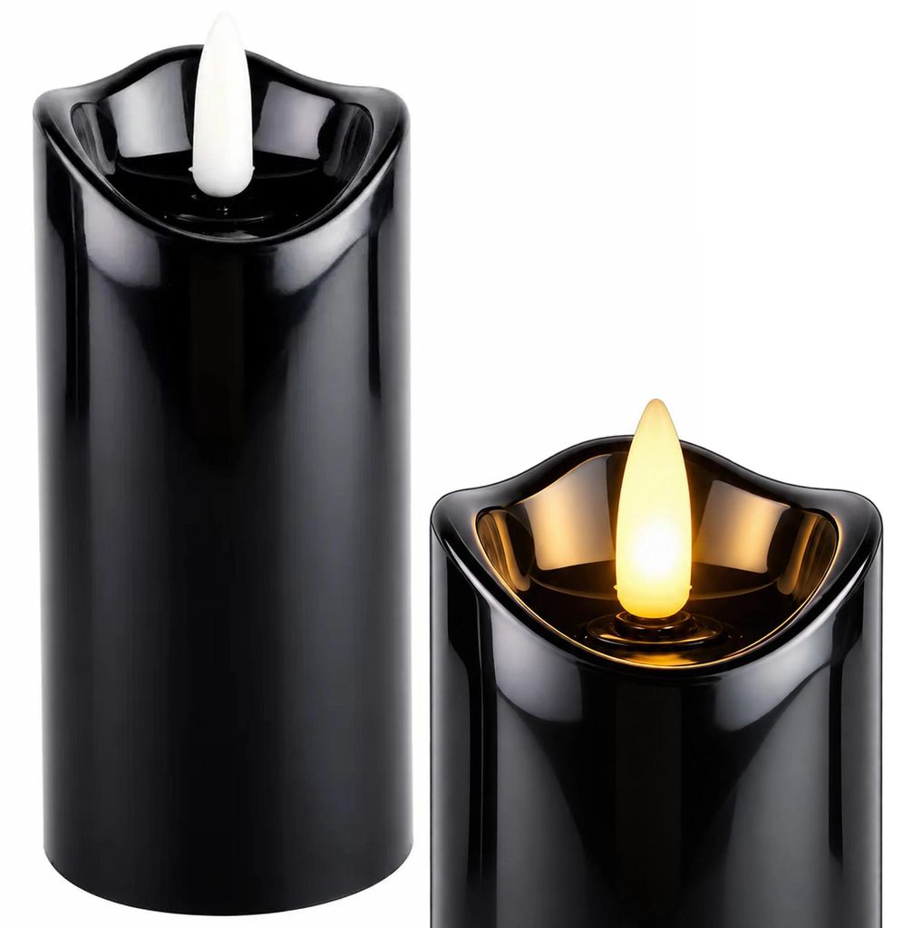 LED Kerze Batterie Kerze Grablicht Flammenlos Schwarz mit Produktbild 