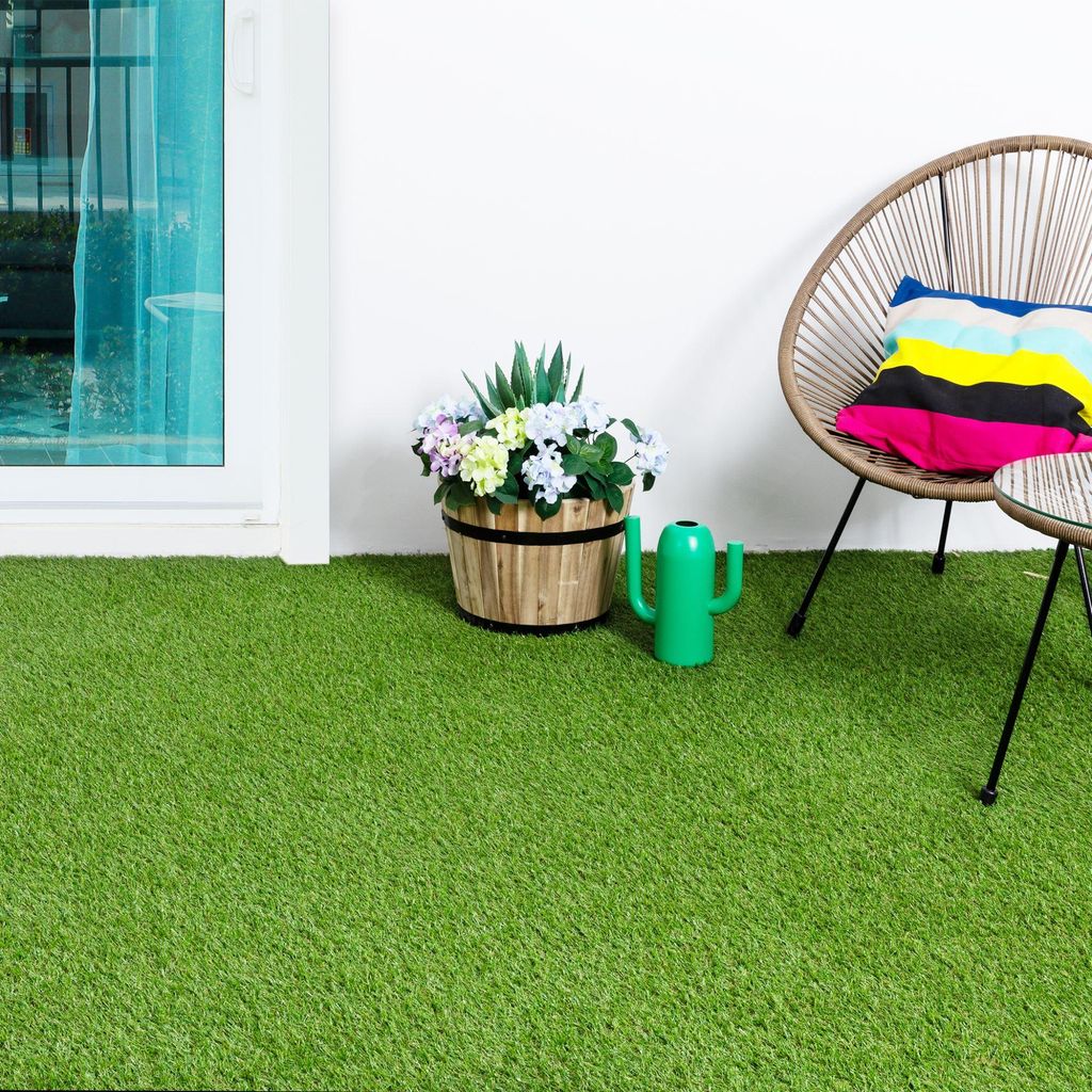 Steffensmeier Kunstrasen Springfield | Sonnenstunden: 15.000 | 18 mm | Outdoor |Balkon, Garten | Meterware Grün, Größe: 400x100 cm