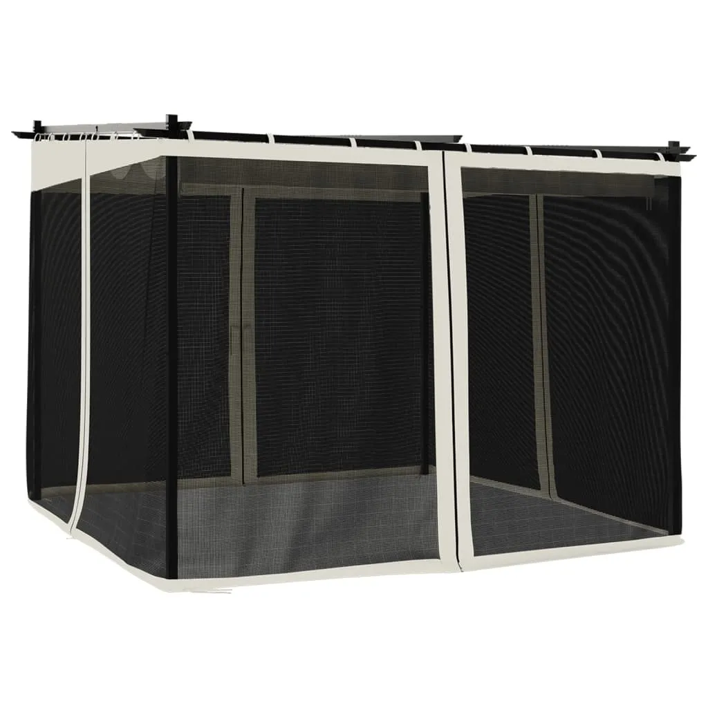 Pavillon de Réception en Acier Crème 3x3 m avec Rideaux Anti-Insectes