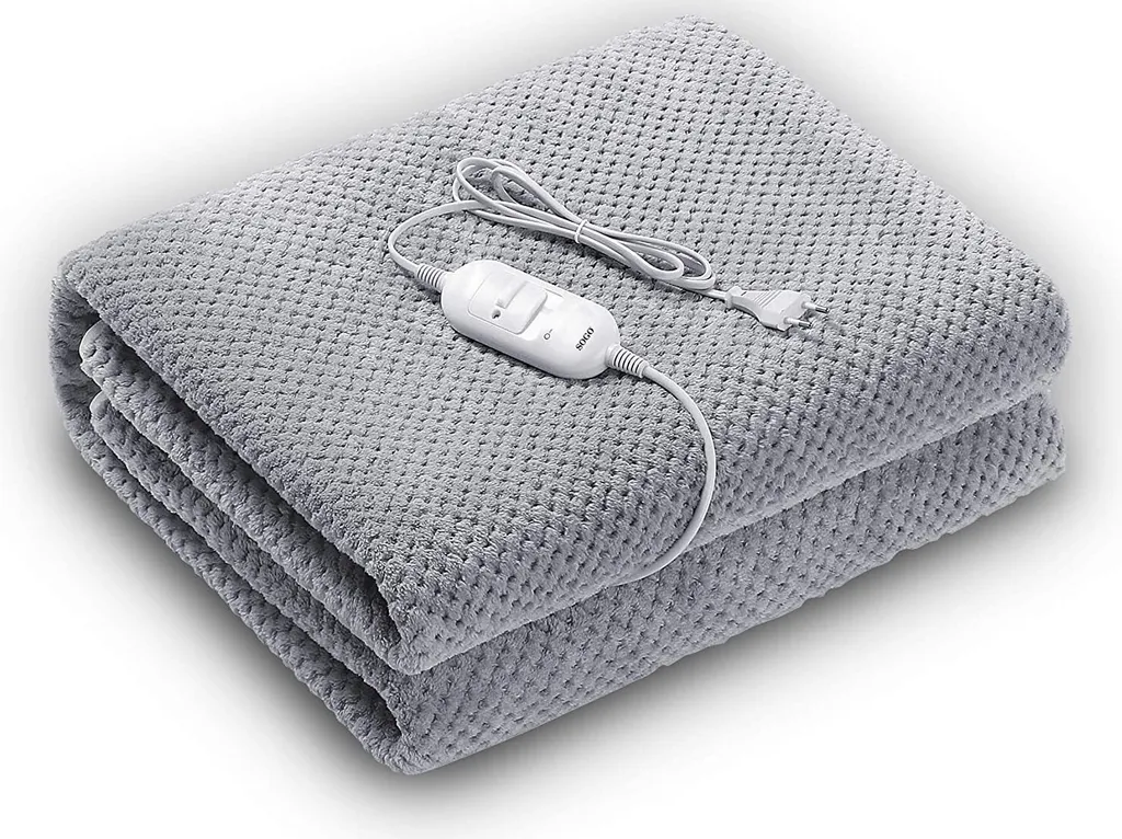 Couverture Chauffante pour Lit Double 150x80cm SOGO, Confort Hiver Gris