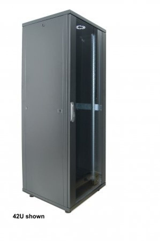 INTELLINET 48,3 cm 19Zoll Netzwerkschrank Basic Line 42 HE 2033x600x800mm HxBxT Flatpack Traglast 600kg schwarz