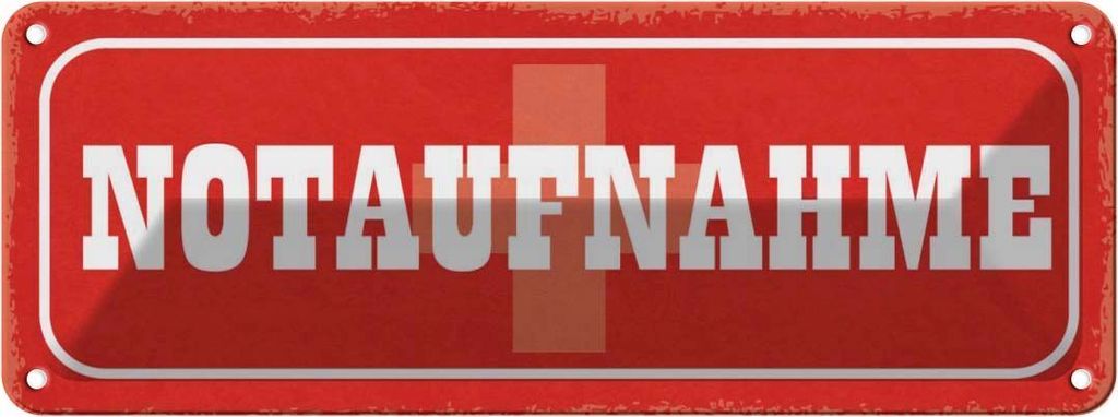 vianmo Blechschild 10x27 cm Notaufnahme Warnschild Hinweisschild Sicherheit Vorsicht