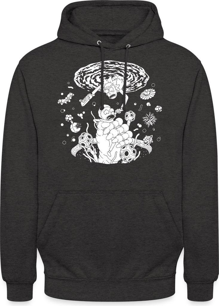 Spreadshirt Rick & Morty Raumportal Uni Hoodie, XXL, Anthrazit