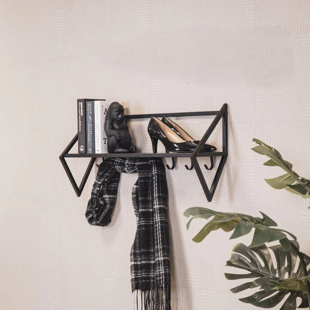 Patère murale design noire de 71,5 cm - Support de rangement mural