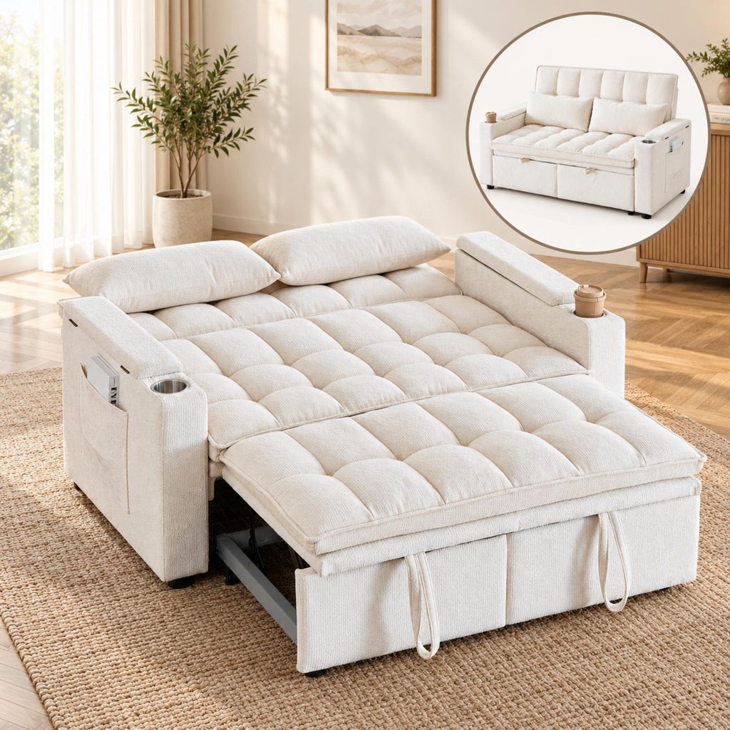 Tagesbett 3-in-1, ausziehbares Gästebett 142 x 177 cm mit Produktbild 